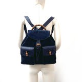 GUCCI Backpack Daypack 003・2058・0016 Bamboo Suede/leather Navy Women Used