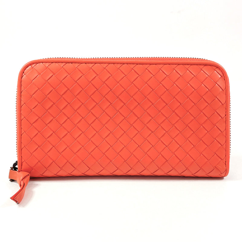 BOTTEGAVENETA purse Zip Around Intrecciato leather Orange unisex Used