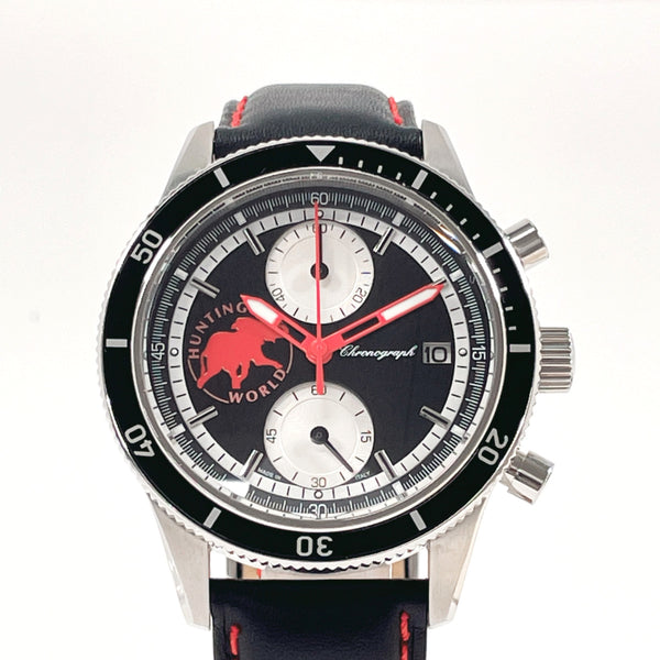 HUNTING WORLD Watches HW024BK Grand Chrono Stainless Steel/leather Silver Silver mens Used