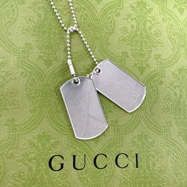 GUCCI Necklace dog tag double plate Ball chain Silver925 Silver unisex Used