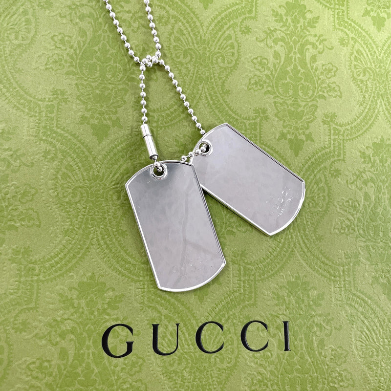 GUCCI Necklace dog tag double plate Ball chain Silver925 Silver unisex Used