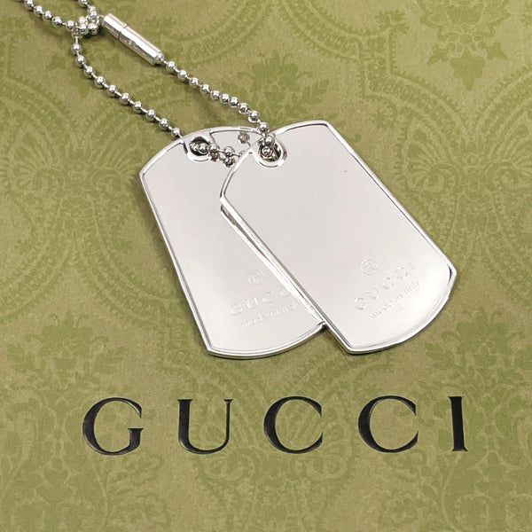 GUCCI Necklace dog tag double plate Ball chain Silver925 Silver unisex Used