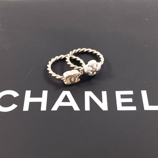 CHANEL Ring Two set Camellia COCO Mark metal #10(JP Size) gold B14V Women Used