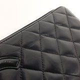 CHANEL purse Cambon Zip Around lambskin Black Women Used