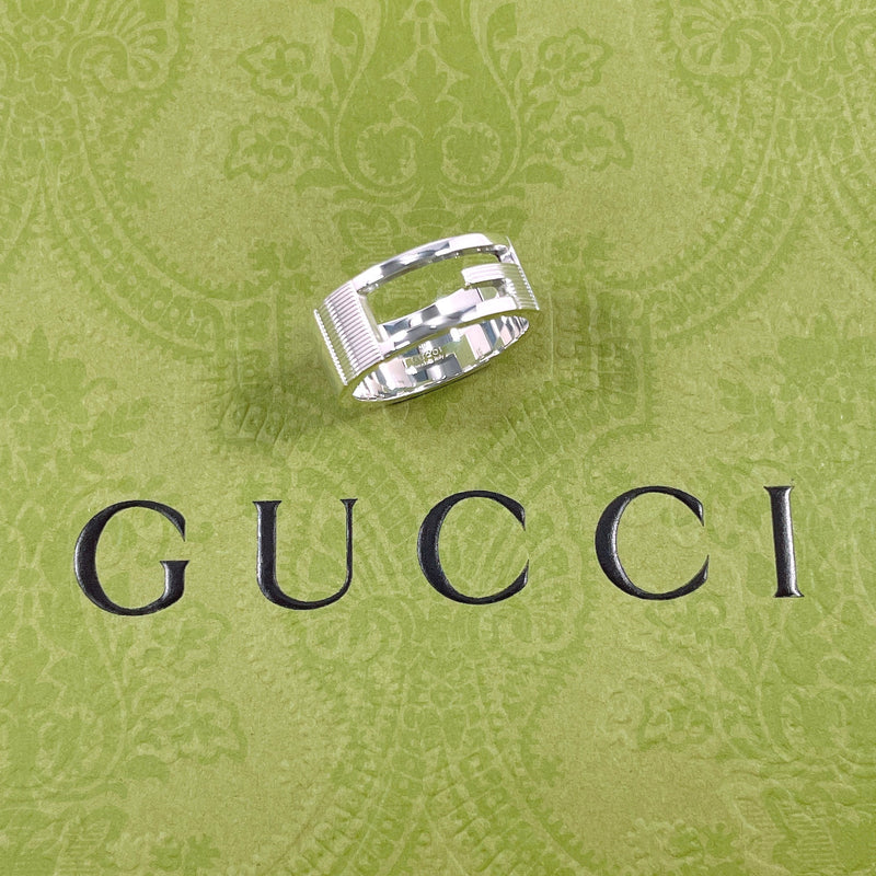 GUCCI Ring Branded Cutout G Silver925 #US 6 3/4 Silver unisex Second hand