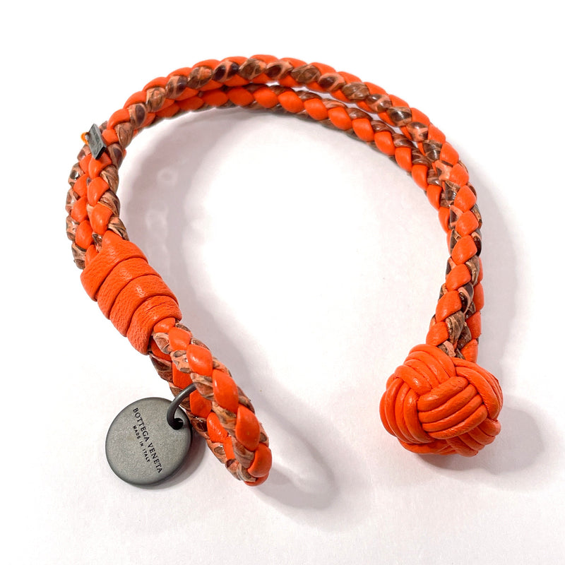 BOTTEGAVENETA bracelet Intrecciato leather Orange unisex Used