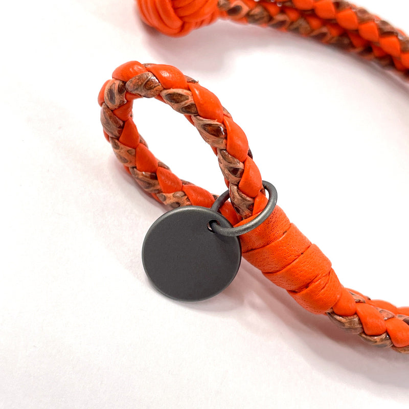 BOTTEGAVENETA bracelet Intrecciato leather Orange unisex Used