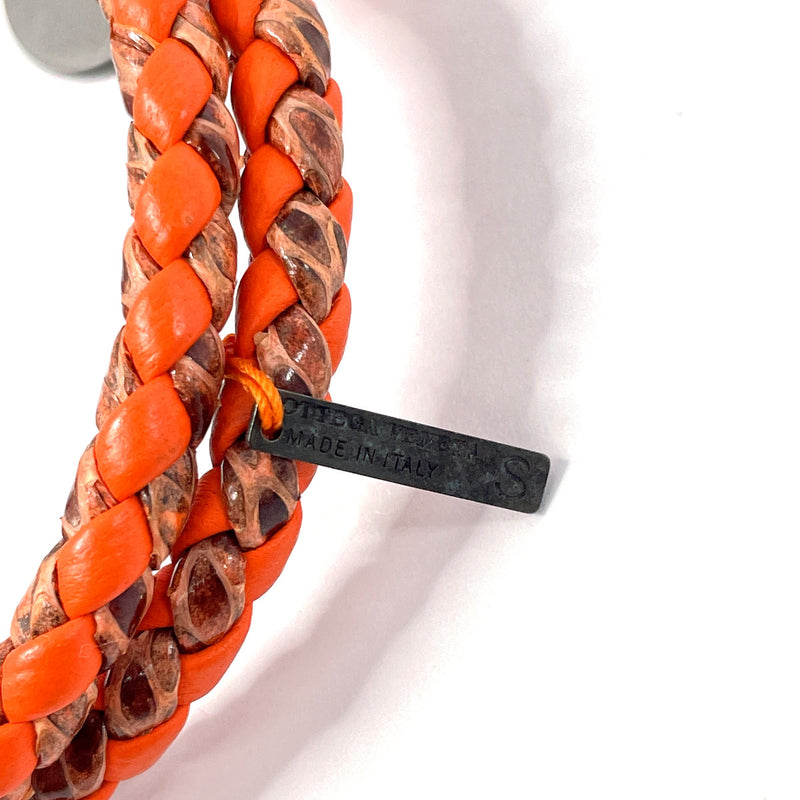 BOTTEGAVENETA bracelet Intrecciato leather Orange unisex Used