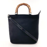 GUCCI Handbag 002・2058・0441・5 Bamboo 2WAY Nylon/Bamboo Black Women Used