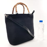 GUCCI Handbag 002・2058・0441・5 Bamboo 2WAY Nylon/Bamboo Black Women Used