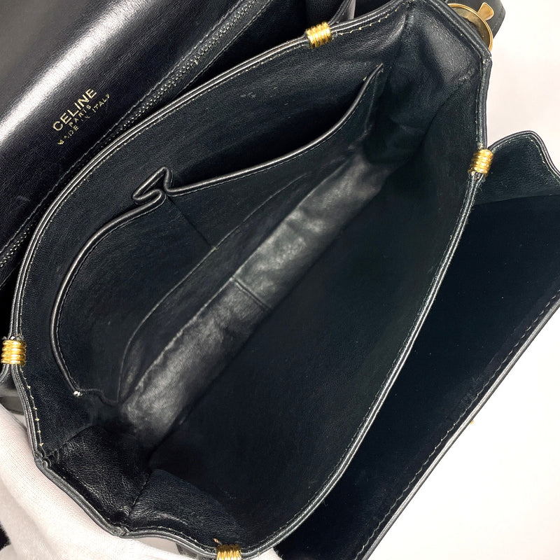 CELINE Shoulder Bag Carriage hardware vintage leather Black Women Used