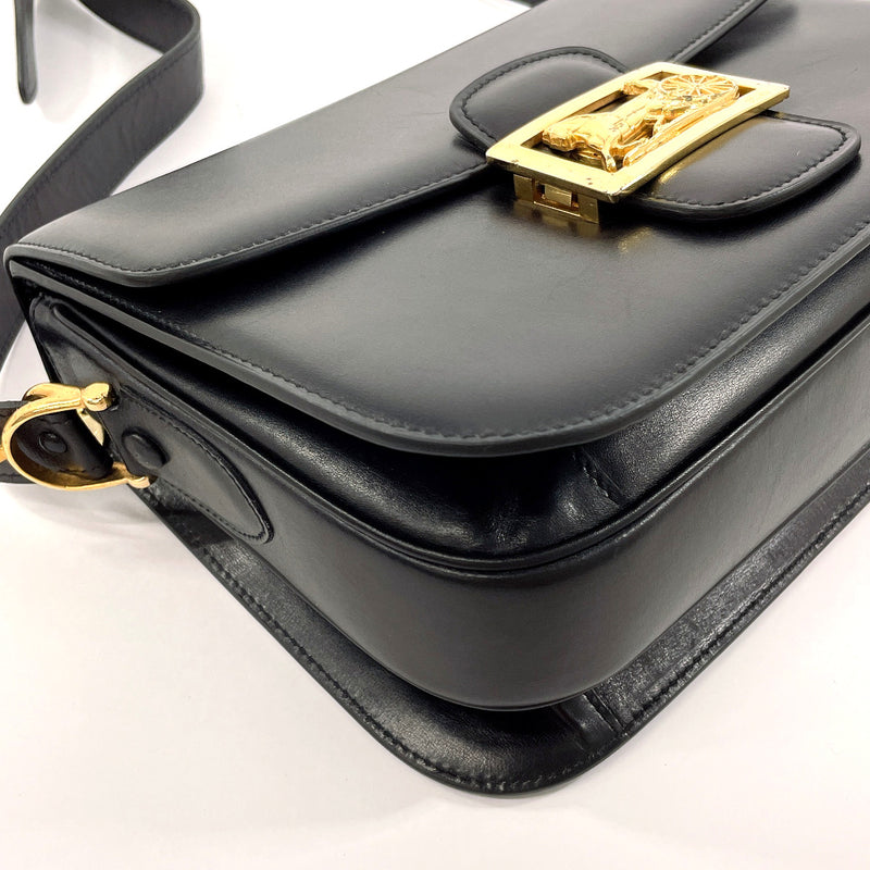 CELINE Shoulder Bag Carriage hardware vintage leather Black Women Used