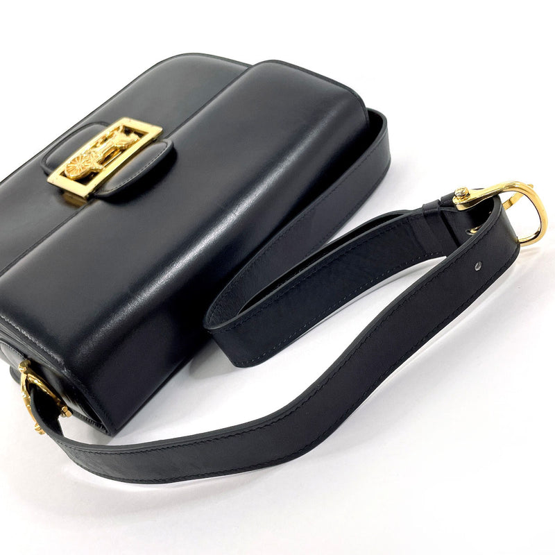 CELINE Shoulder Bag Carriage hardware vintage leather Black Women Used