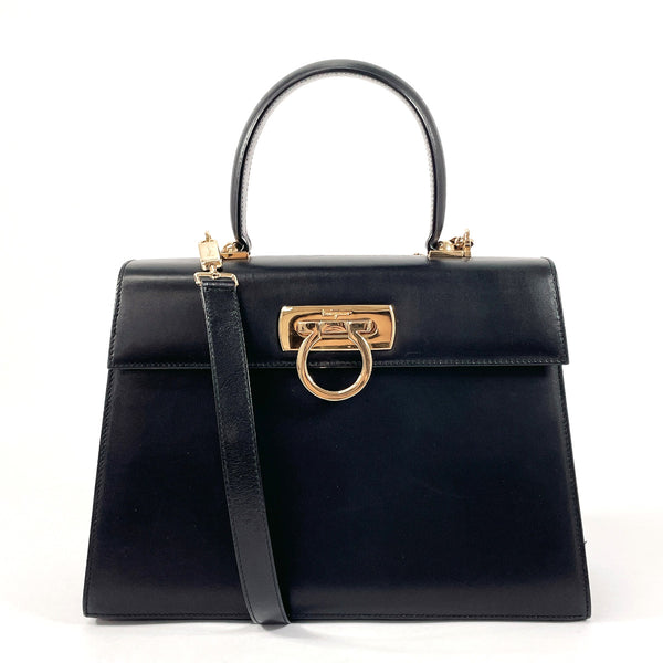 Salvatore Ferragamo Handbag EA-212181 Gancini 2WAY leather Black Women Used