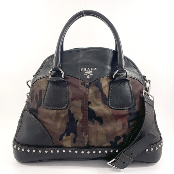 PRADA Handbag BL0688 camouflage 2WAY leather/Nylon Black Black Women Used