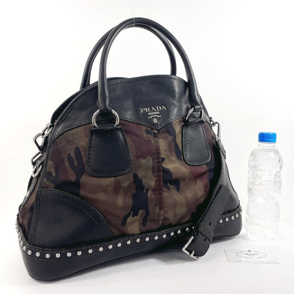 PRADA Handbag BL0688 camouflage 2WAY leather/Nylon Black Black Women Used