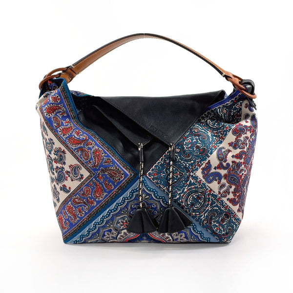 ETRO Shoulder Bag Paisley Tassel Nylon/leather blue Women Used