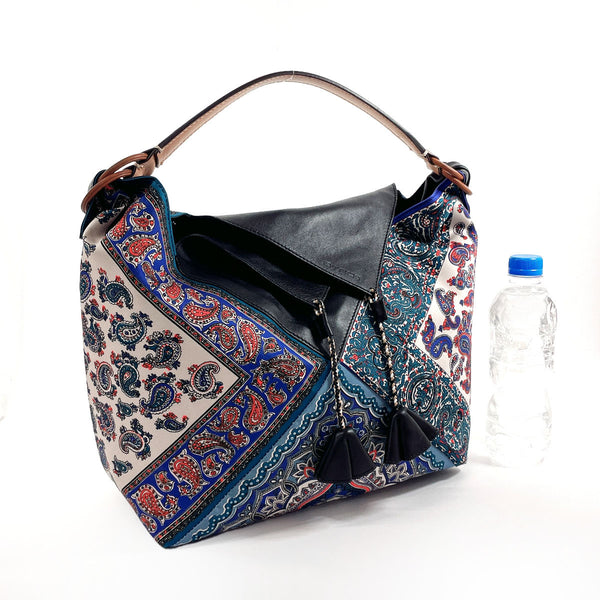 ETRO Shoulder Bag Paisley Tassel Nylon/leather blue Women Used