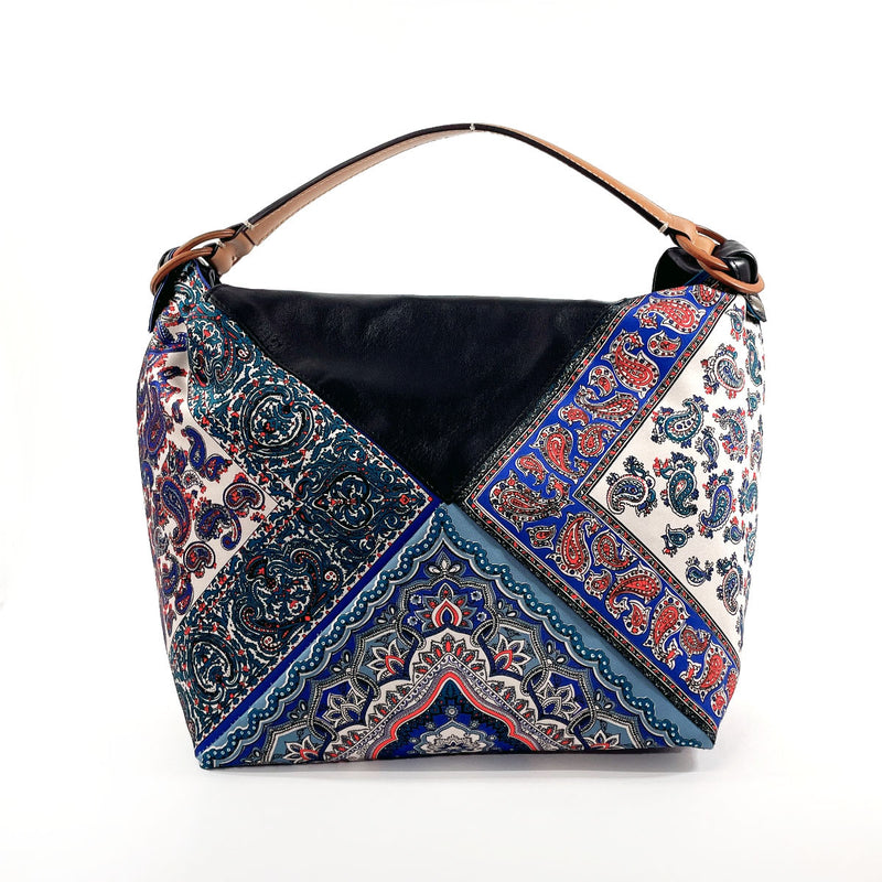 ETRO Shoulder Bag Paisley Tassel Nylon/leather blue Women Used