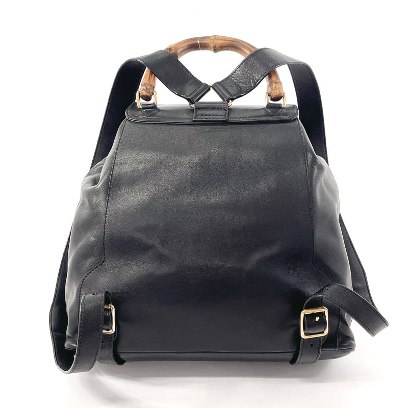 GUCCI Backpack Daypack 003・58・0016 Bamboo leather Black Women Used