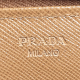 PRADA purse Zip Around stitch Safiano leather Brown Women Used