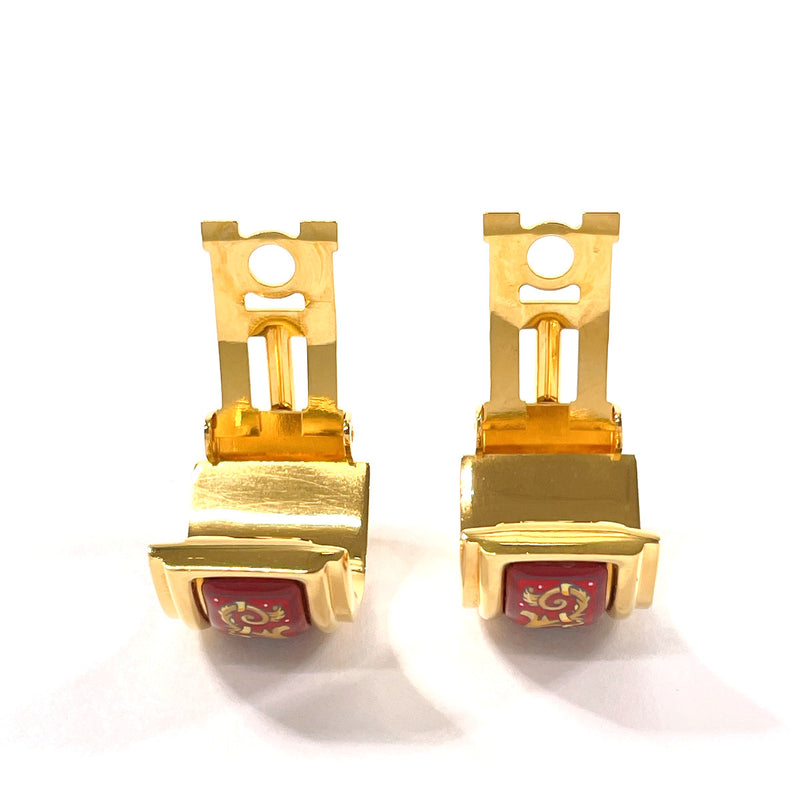 HERMES Earring Emaille Shippo metal gold gold Women Used