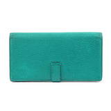 HERMES purse bearn souffle Shave green □LCarved seal Women Used