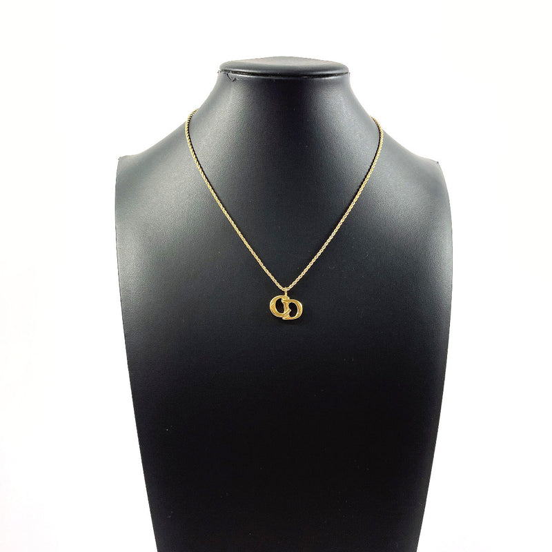 Christian Dior Necklace logo metal gold Women Used