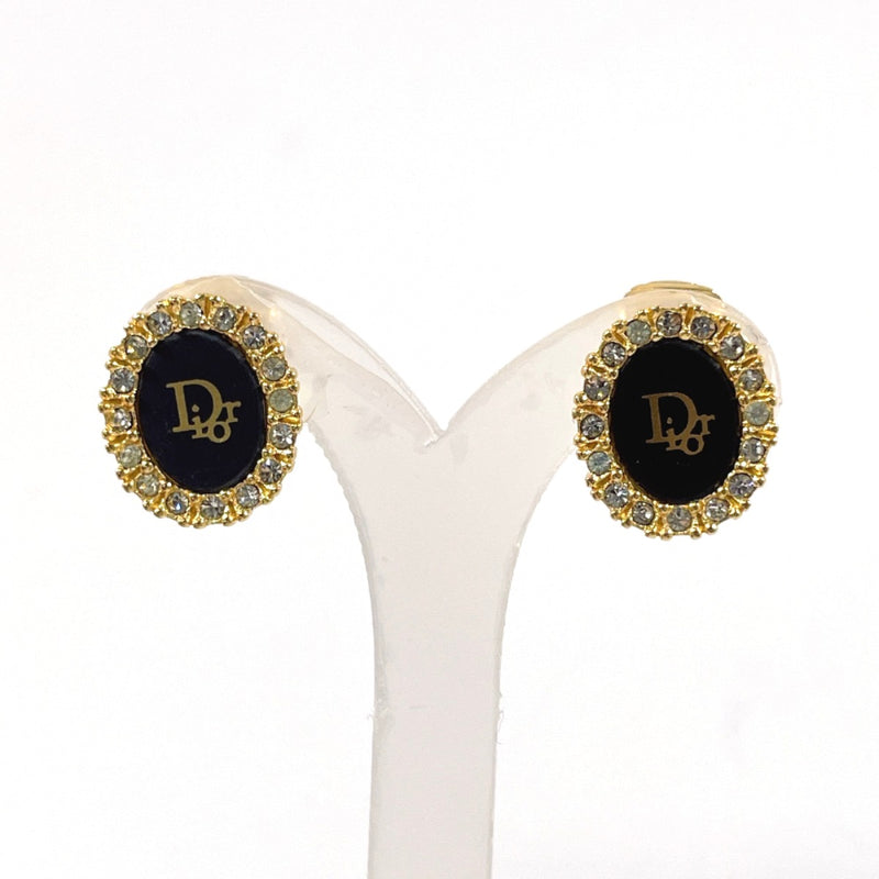 Christian Dior Earring logo vintage metal/Rhinestone gold gold Women Used