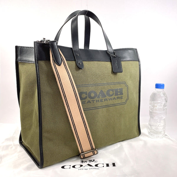 COACH Tote Bag C8457 With Coach Badge 2WAY canvas/leather khaki khaki mens Used