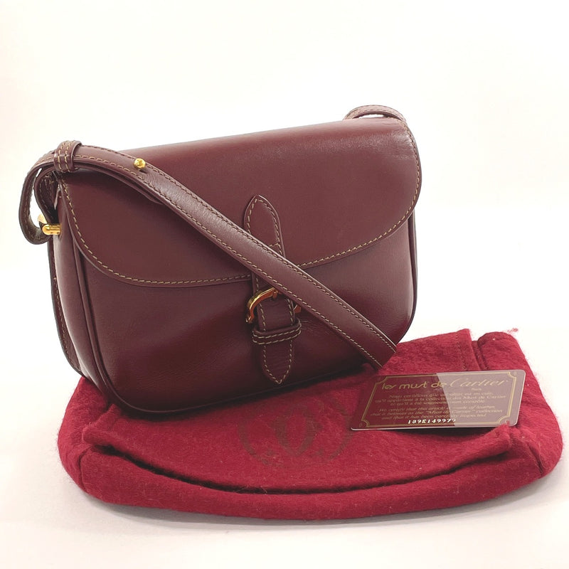 CARTIER Shoulder Bag Must Line leather Bordeaux Women Used