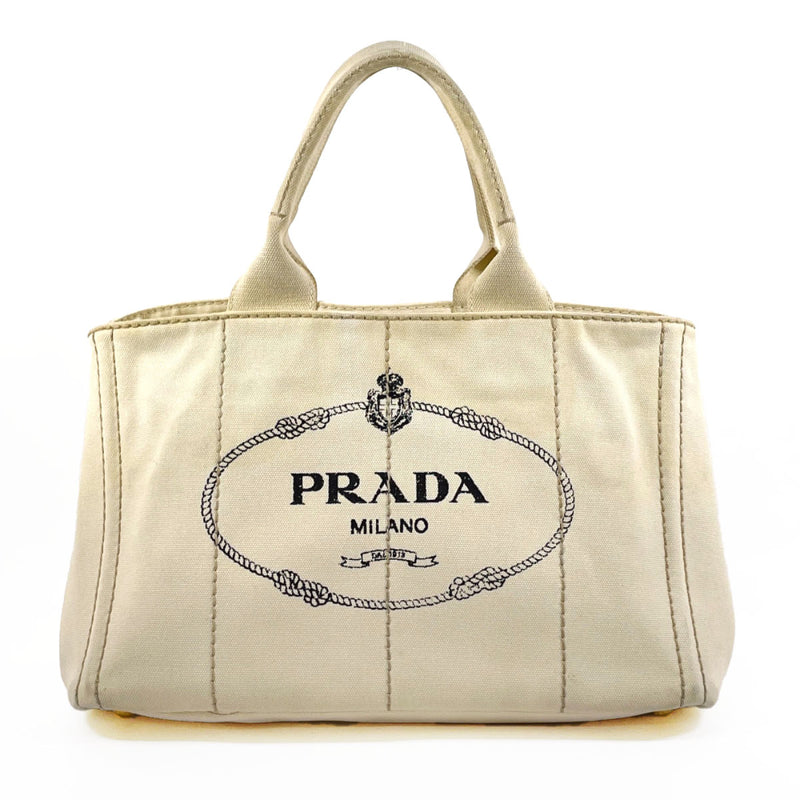 PRADA Tote Bag Canapa M canvas white Women Used