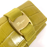 Salvatore Ferragamo key holder  223056 Croco embossed Vala leather green Women Used