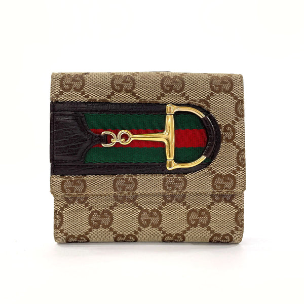 GUCCI wallet 138029 Horsebit Sherry line GG canvas Brown unisex Used