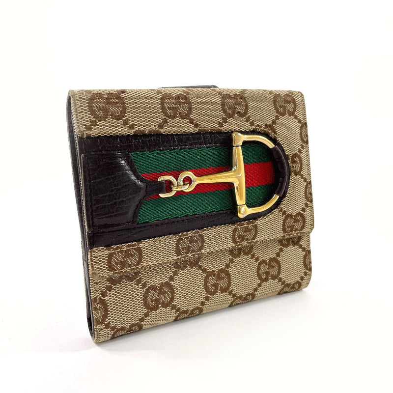 GUCCI wallet 138029 Horsebit Sherry line GG canvas Brown unisex Used