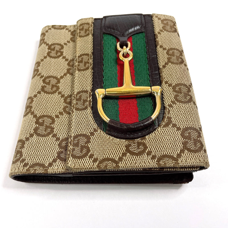 GUCCI wallet 138029 Horsebit Sherry line GG canvas Brown unisex Used