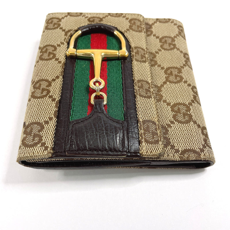 GUCCI wallet 138029 Horsebit Sherry line GG canvas Brown unisex Used