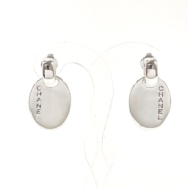 CHANEL earring oval with logo Silver925 Silver Women Used