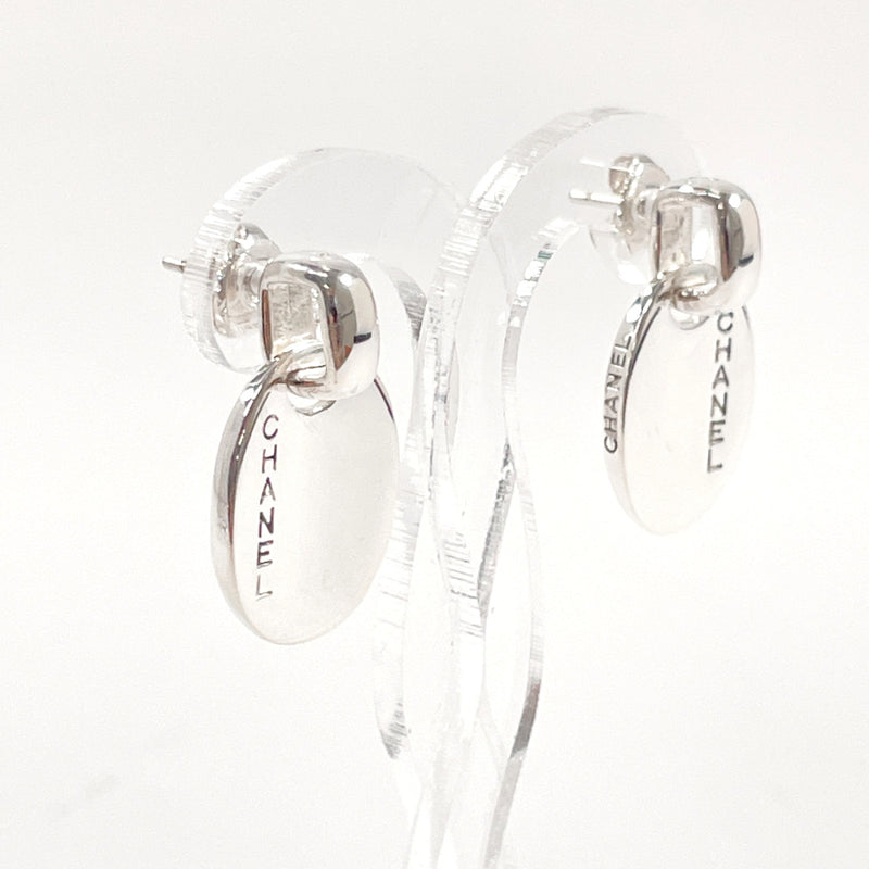 CHANEL earring oval with logo Silver925 Silver Women Used