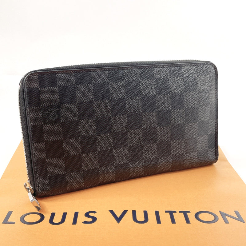 LOUIS VUITTON purse N63077 Zippy Organizer Damier Grafitto Canvas Black mens Used