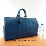 LOUIS VUITTON Boston bag M42975 Keepall 45 Epi Leather blue unisex Used