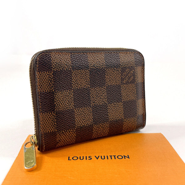 LOUIS VUITTON coin purse N63070  Zippy coin purse Damier canvas Brown unisex Used