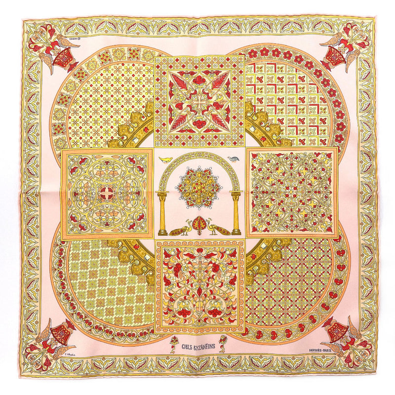 HERMES scarf Petit curry CIELS BYZANTINS Byzantine sky silk pink Women Used