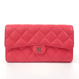 CHANEL purse Matelasse lambskin Red Women Used