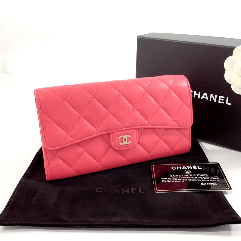 CHANEL purse Matelasse lambskin Red Women Used