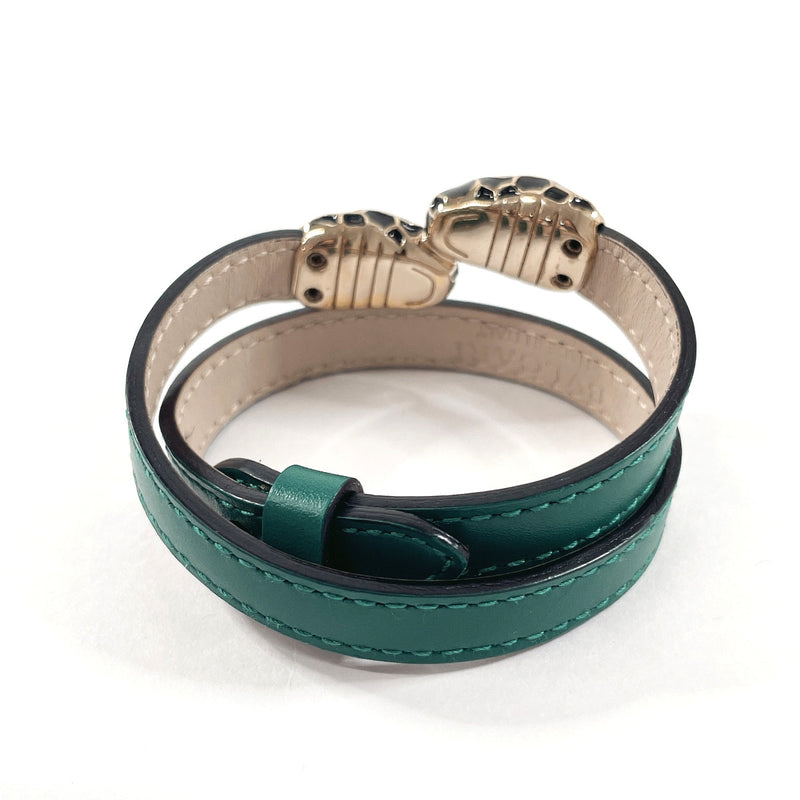 BVLGARI bracelet 39997 Serpenti Forever Twin Head Snake leather/metal green Women Used