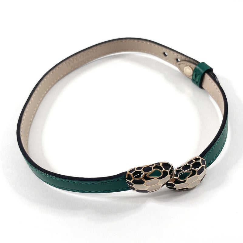 BVLGARI bracelet 39997 Serpenti Forever Twin Head Snake leather/metal green Women Used