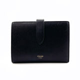 CELINE wallet Medium strap wallet leather Black Women Used