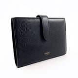 CELINE wallet Medium strap wallet leather Black Women Used