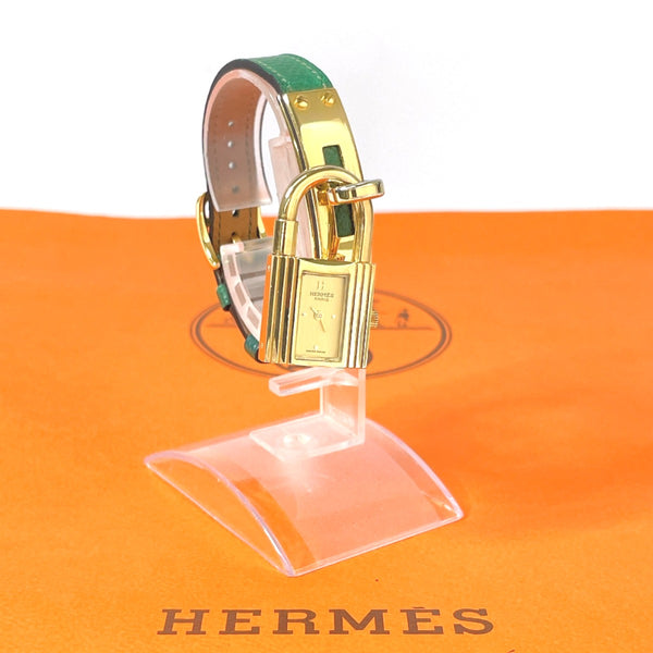 HERMES Watches Kelly watch Gold Plated/Courchevel gold gold 〇UCarved seal Women Used